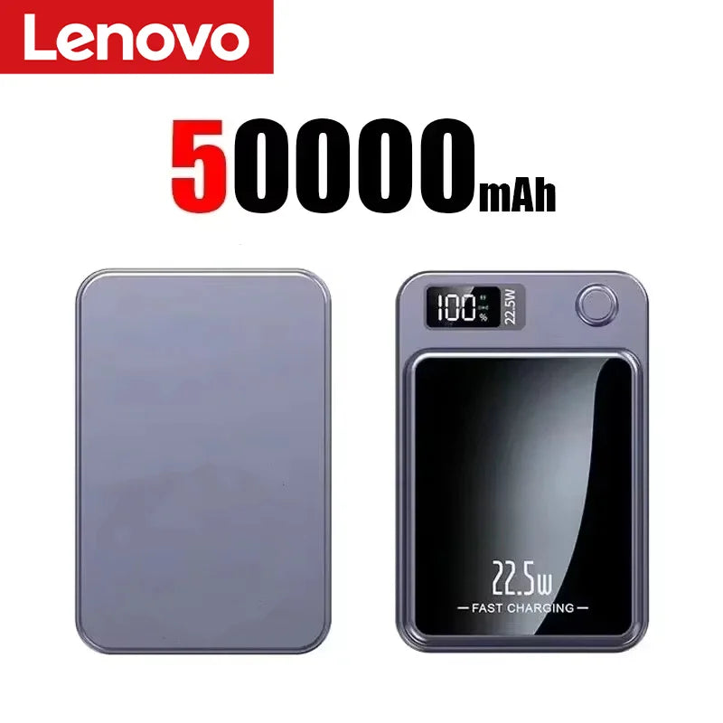 Lenovo Wireless Magnetic Power Bank 500000mAh 22.5w Super Fast Charging Portable External Battery Powerbank For Iphone Samsung