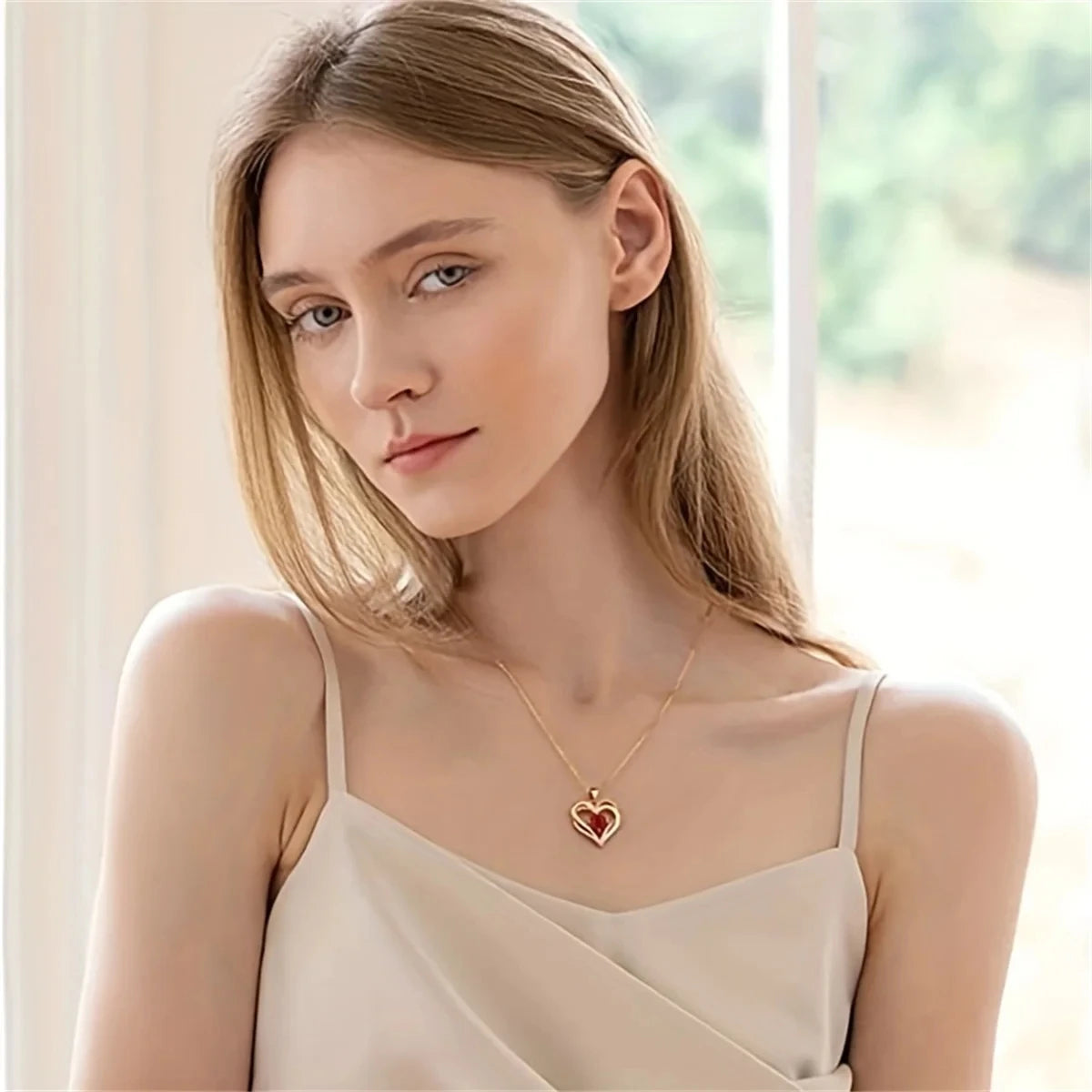 Luxury Red Zircon Pendant Necklaces with Rose Flower Gift Box For Girlfriend Women I Love You Gifts Trendy Wedding Jewelry