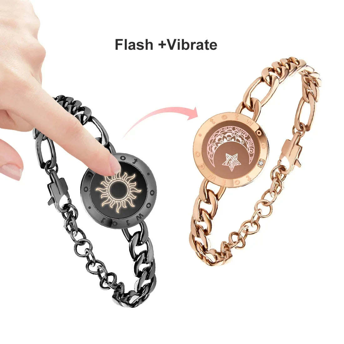 Totwoo Long Distance touch Light up&Vibrate Bracelets for Couples, Long Distance Relationship Gifts Smart Bluetooth Bracelet